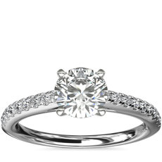 14k 白金 Riviera 大教堂密钉钻石订婚戒指（1/4 克拉总重量）